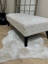Premium teddy bear fluffy creamy white plain top footstool coffee table