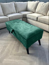 Green Plain Ottoman Storage Bench | Velvet Green Footstool UK | Dark Green Ottoman Bench