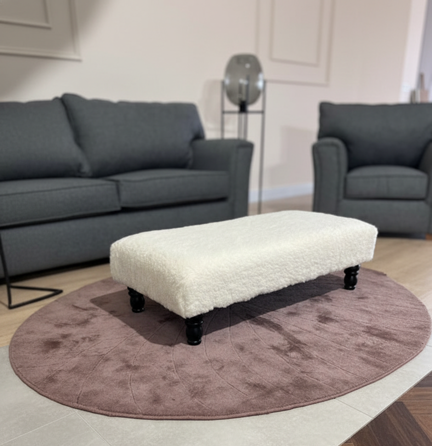 cuddle fabric off white footstool