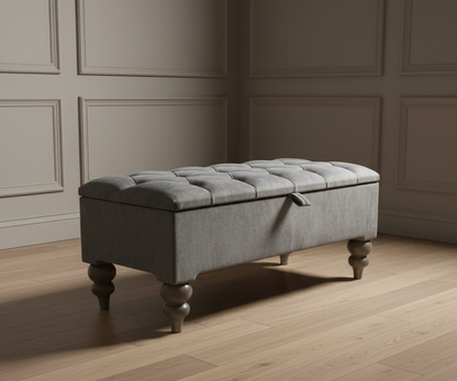 Dark Grey Ottoman Coffee Table Storage Bench | Dark Grey Pouffe