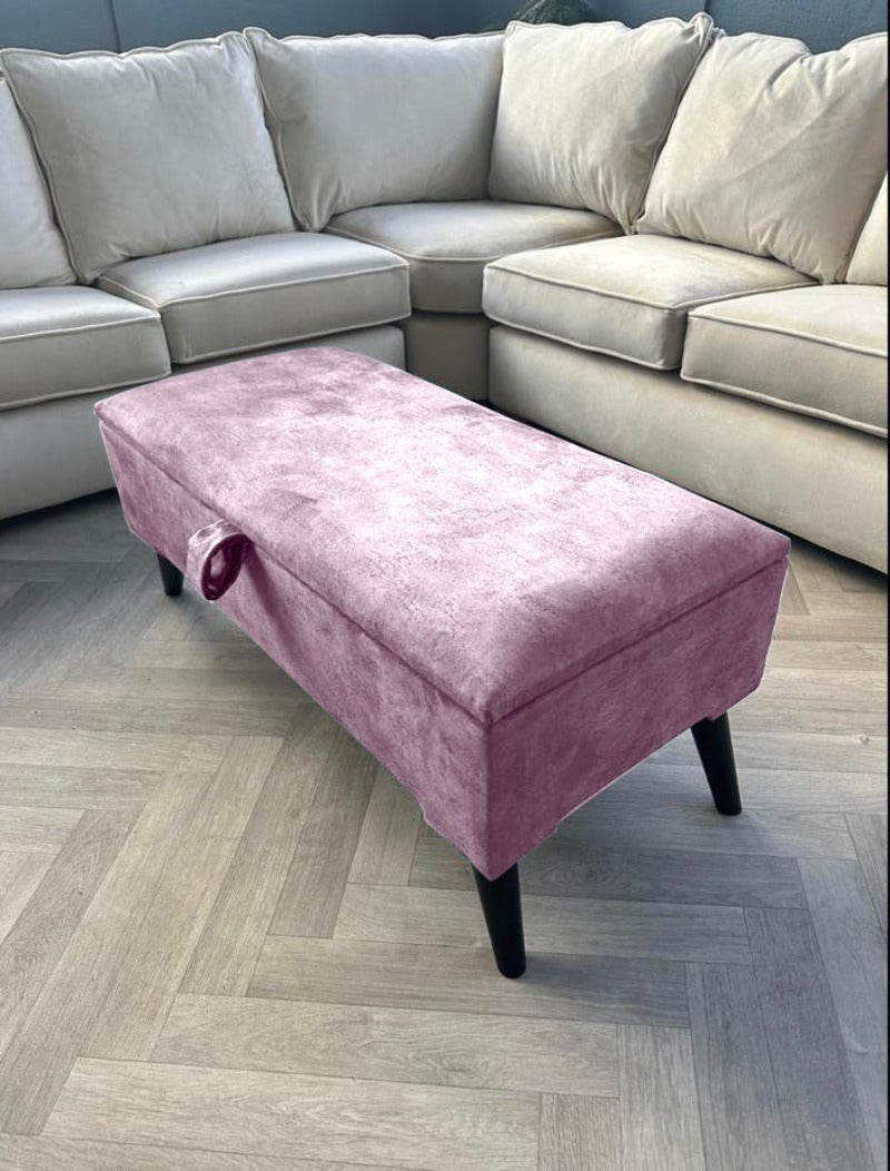 Grey sectional deals with pink ottoman