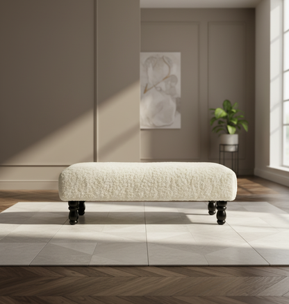 cuddle fabric off white footstool