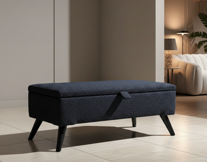 Boucle fabric Plain Ottoman Storage Bench | Ottoman Bench