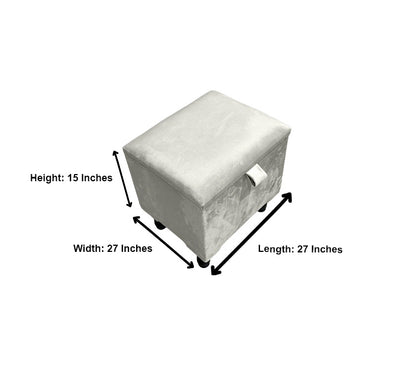 Creamy white Small Plain Storage Box | Small Light Grey Footrest UK | Light Grey Ottoman Stool with Storage