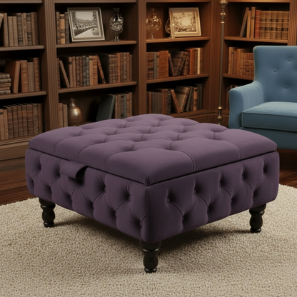 Duck Egg Blue Velvet Chesterfield Ottoman Storage Coffee Table – Stylish Multifunctional Furniture