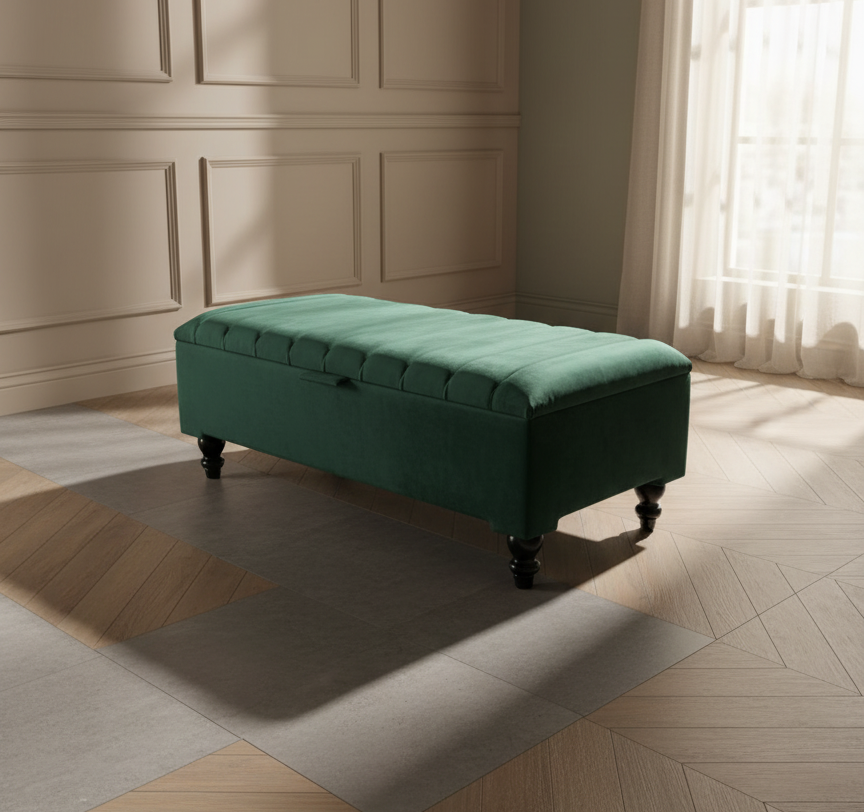 Line panel Storage Box -  Pouffe Bench - Footstool