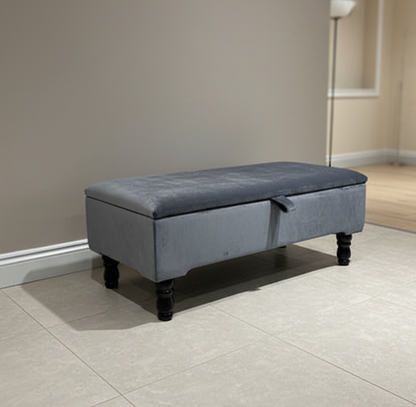 Dark Grey Plain Coffee Table Ottoman Storage Bench | Dark Grey Coffee Table Pouffe