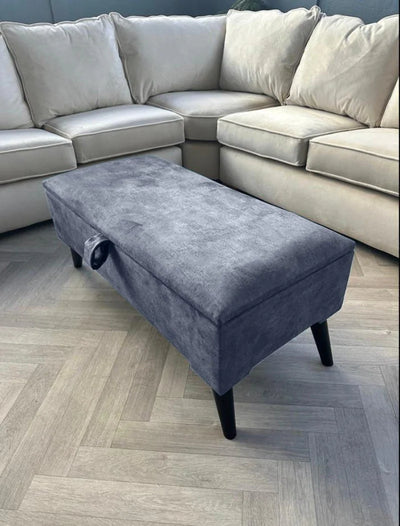 Dark Grey Plain Coffee Table Ottoman Storage Bench | Dark Grey Coffee Table Pouffe