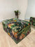 PREMIUM Green Floral Large Square Ottoman Storage | Patterned Footstool Pouffe UK | Green Floral Coffee Table