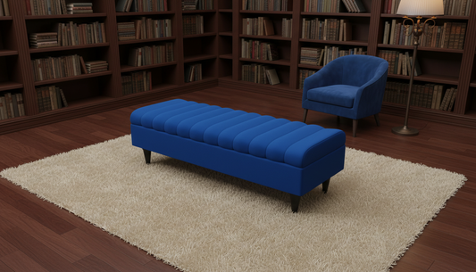 Romo Panel Storage Ottoman Bench Seat – Hidden Storage Coffee Table for Living Room UK (Royal Blue)