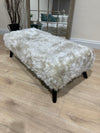 Tobi fluffy fabric footstool pouffe footrest table