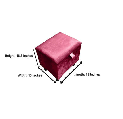 Maroon Small Plain Storage Box | Small Red Footrest UK | Red Ottoman Stool with Storage
