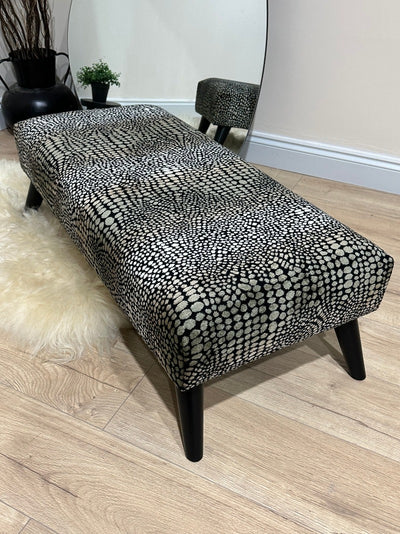 Premium leopard pattern fabric Ottoman footstool