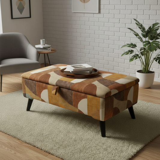 Boho Chic Long Ottoman – Multi-Toned Storage Bench & Blanket Box