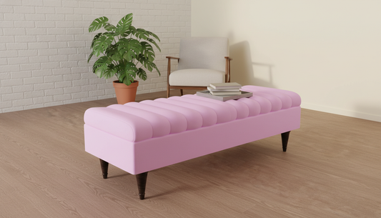 Romo Panel Storage Ottoman Bench Seat – Hidden Storage Coffee Table for Living Room UK (Available in Pink)