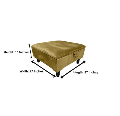 Mustard Gold Square Plain Ottoman Storage | Gold Foot Rest for Living Room