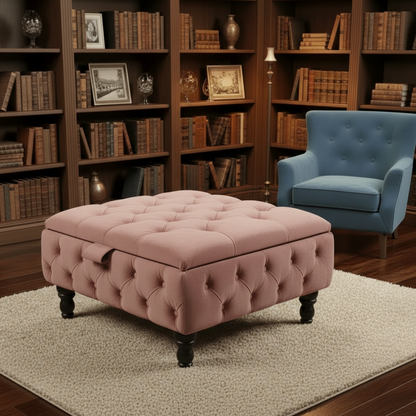 Duck Egg Blue Velvet Chesterfield Ottoman Storage Coffee Table – Stylish Multifunctional Furniture