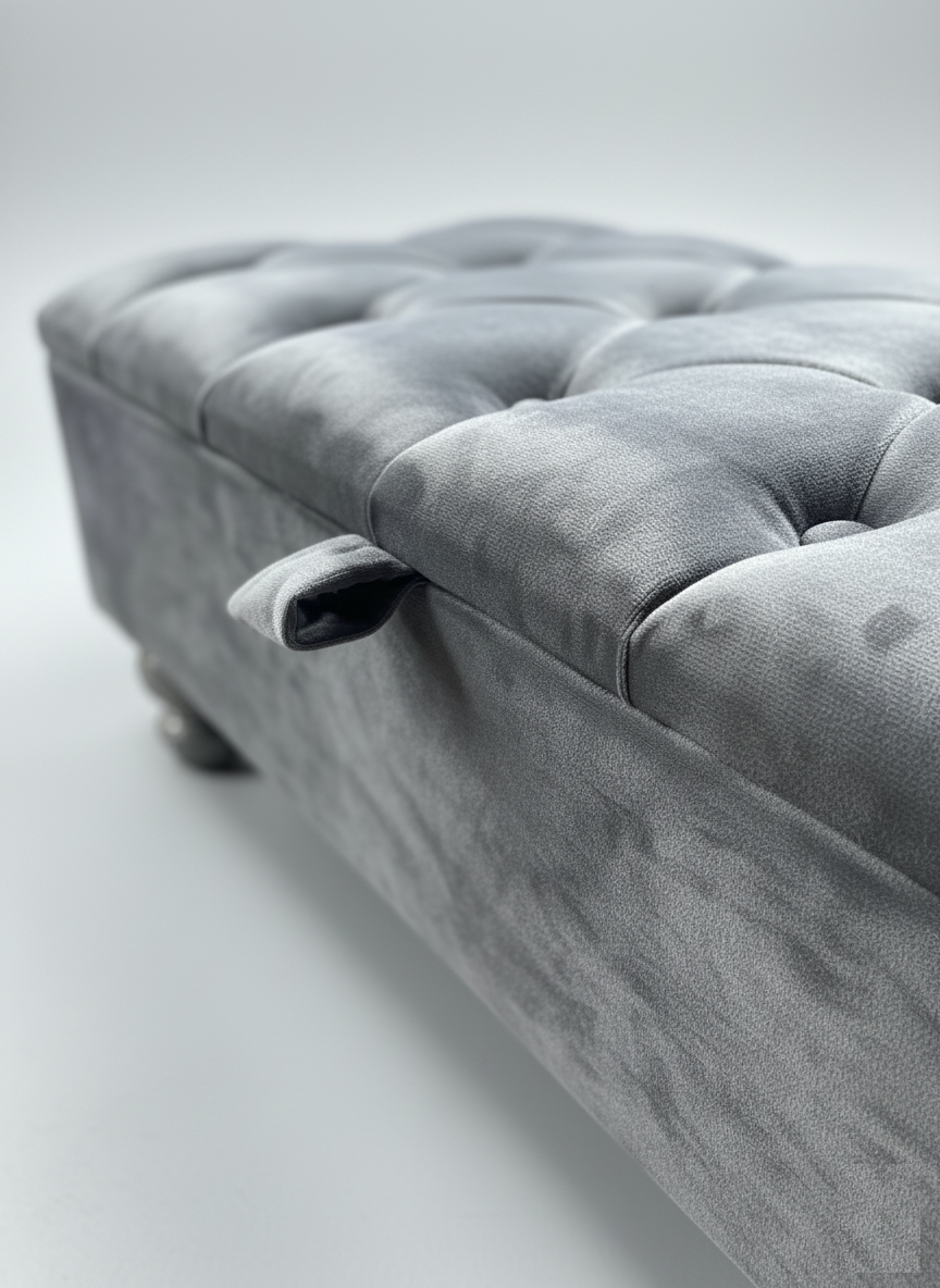 Dark Grey Ottoman Coffee Table Storage Bench | Dark Grey Pouffe