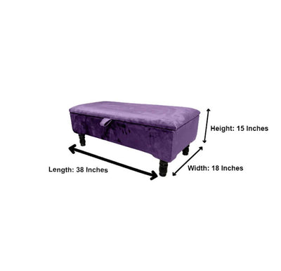 Purple Aubergine Plain Ottoman Storage Bench | Purple Chenille Fabric Footstool