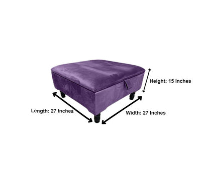 Purple Aubergine Square Plain Ottoman Storage | Purple Velvet Footstool And Pouffe UK