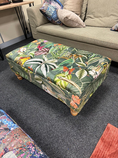 PREMIUM Green Floral Soft Vevet coffee table Ottoman Storage | Patterned Footstool Pouffe|