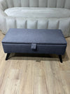 Boucle Dark Grey Plain Coffee Table Ottoman Storage Bench, Dark Grey Coffee Table Pouffe