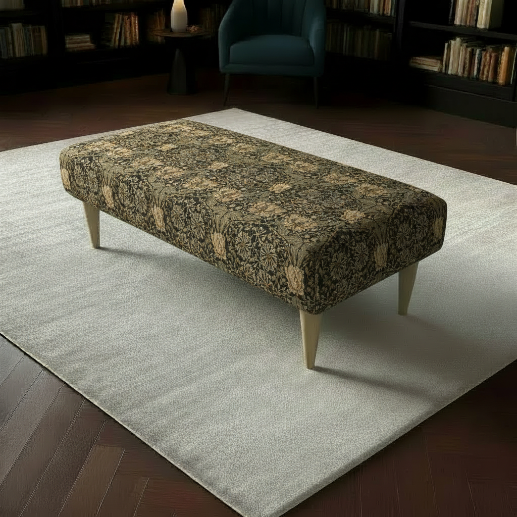 Apartment Living Accent Bench with vibrant multi-toned abstract fabric