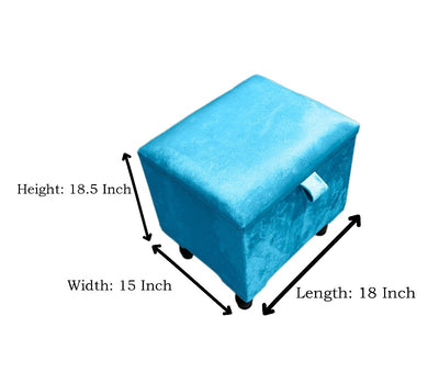 Aqua Blue Small coffee table Plain top lid Storage Box | Small Square Ottoman Storage