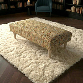 Artisan Crafted Stitched Ottoman Footrest for Lounge – Multi-Functional Bench & Coffee Table