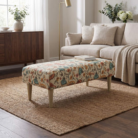 Artistic Living Room Pouffe – Long Upholstered Footstool for Stylish Seating & Coffee Table