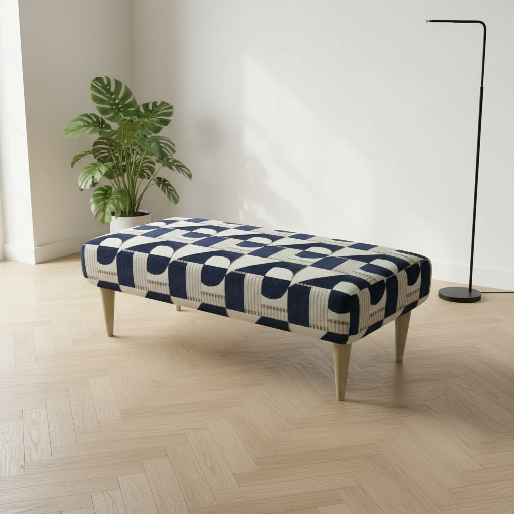 Artistic Multi-Toned Ottoman for Modern Living Room Seating