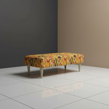 Artistic multi-toned rectangular footstool with firm seating