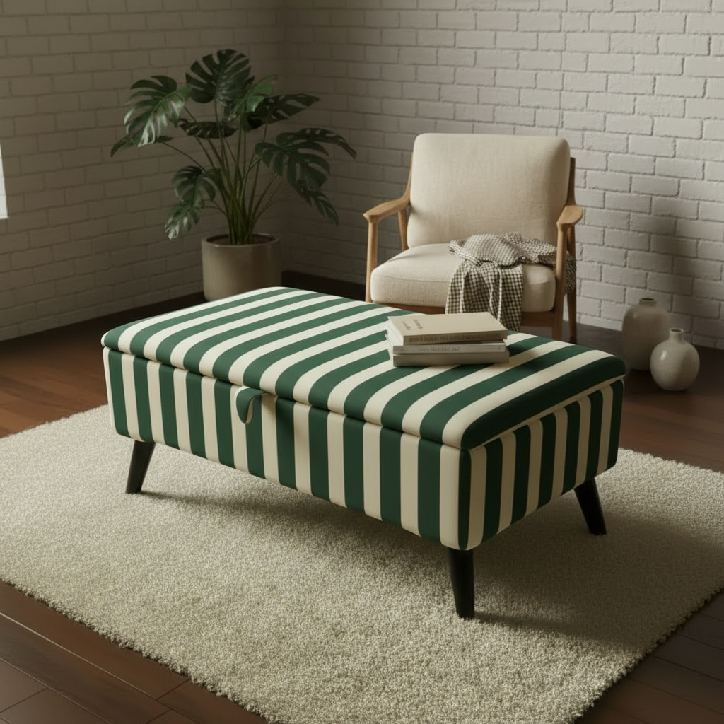 Artistic pattern bedroom bench ideal for blankets and bedding storage