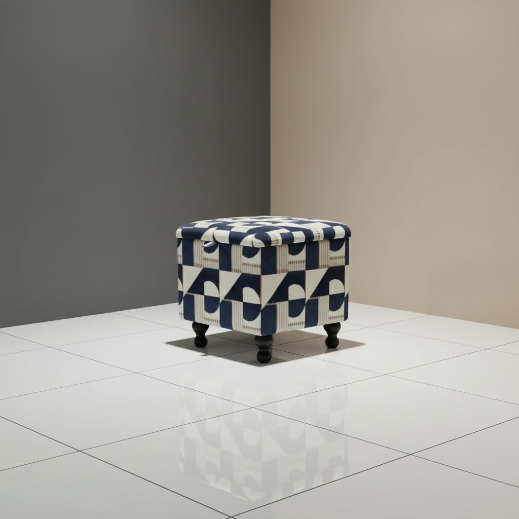 Artistic patterned ottoman as a statement coffee table