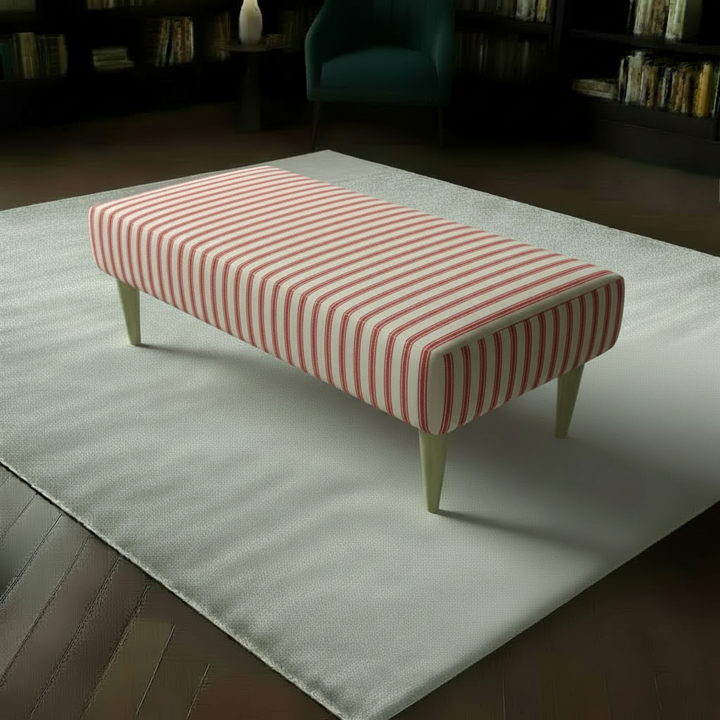 Painterly Collection Long Footstool – Designer Abstract Upholstered Bench for Modern UK Homes