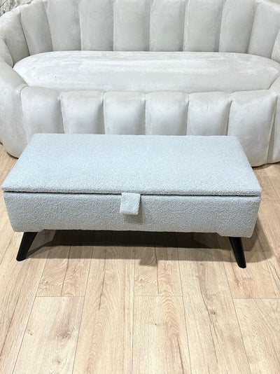 PREMIUM pale grey storage Bench seat coffee tableHandmade footstool