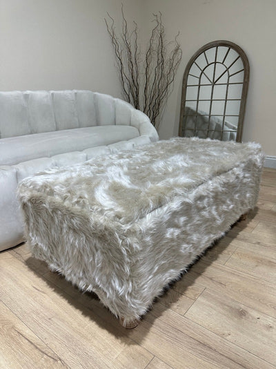 Tobi coffee table fluffy fabric Ottoman footstool