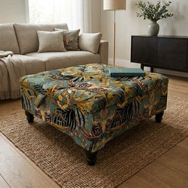 Bespoke Square Buttoned Storage Ottoman UK bec