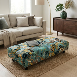 Bespoke Flat Rectangular Buttoned Footstool Bench UK bec