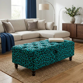 Bespoke Rectangular Coffee Table Ottoman Buttoned bec