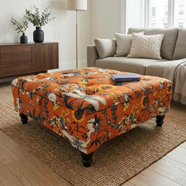 Bespoke Square Storage Footstool Plain Luxury Texture  bec