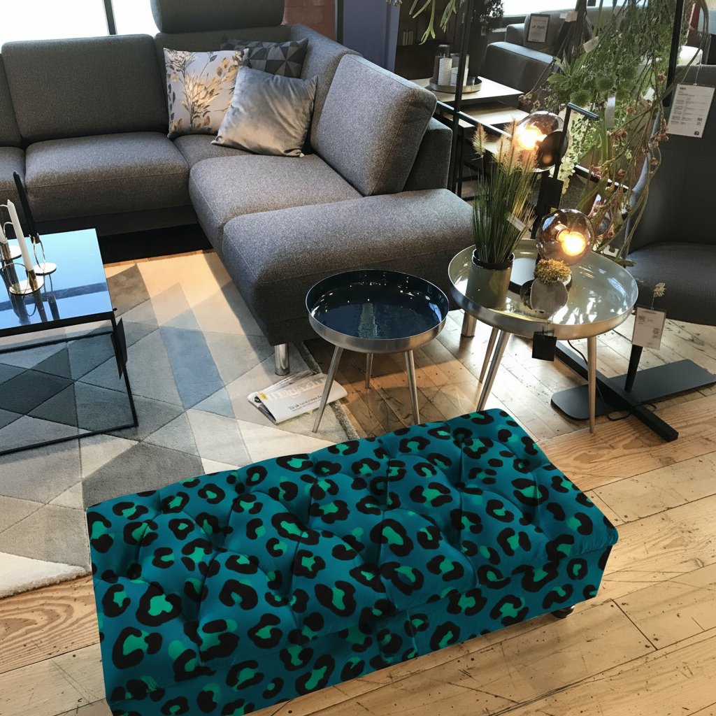 Bespoke deep buttoned velvet ottoman coffee table bench
