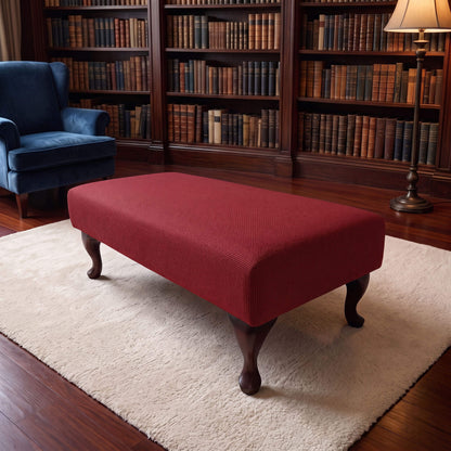 Bespoke plain fabric footstool with premium handcrafted upholstery