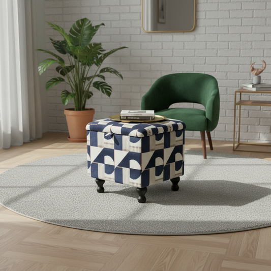 Bespoke solid wood footstool with deep storage compartment