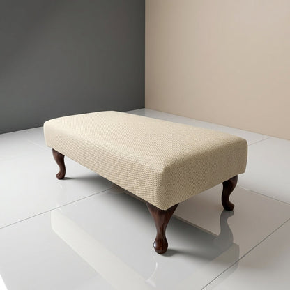 Bespoke upholstered footstool in neutral shade for UK living room
