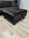 Square Plain Lid Coffee Table Ottoman Storage | Large Velvet Footrest