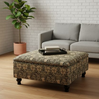 Boho Chic Large Storage Footstool – Multi-Toned Designer Ottoman & Coffee Table for Eclectic Homes