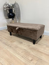Brown Fabric Plain Lid Ottoman Storage | Large Plain Footstool Bench