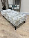 Tobi fluffy fabric footstool pouffe footrest table