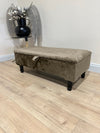Champagne Beige Plain Ottoman Bench for Living Room | Ottoman Storage Bench for Bedroom UK